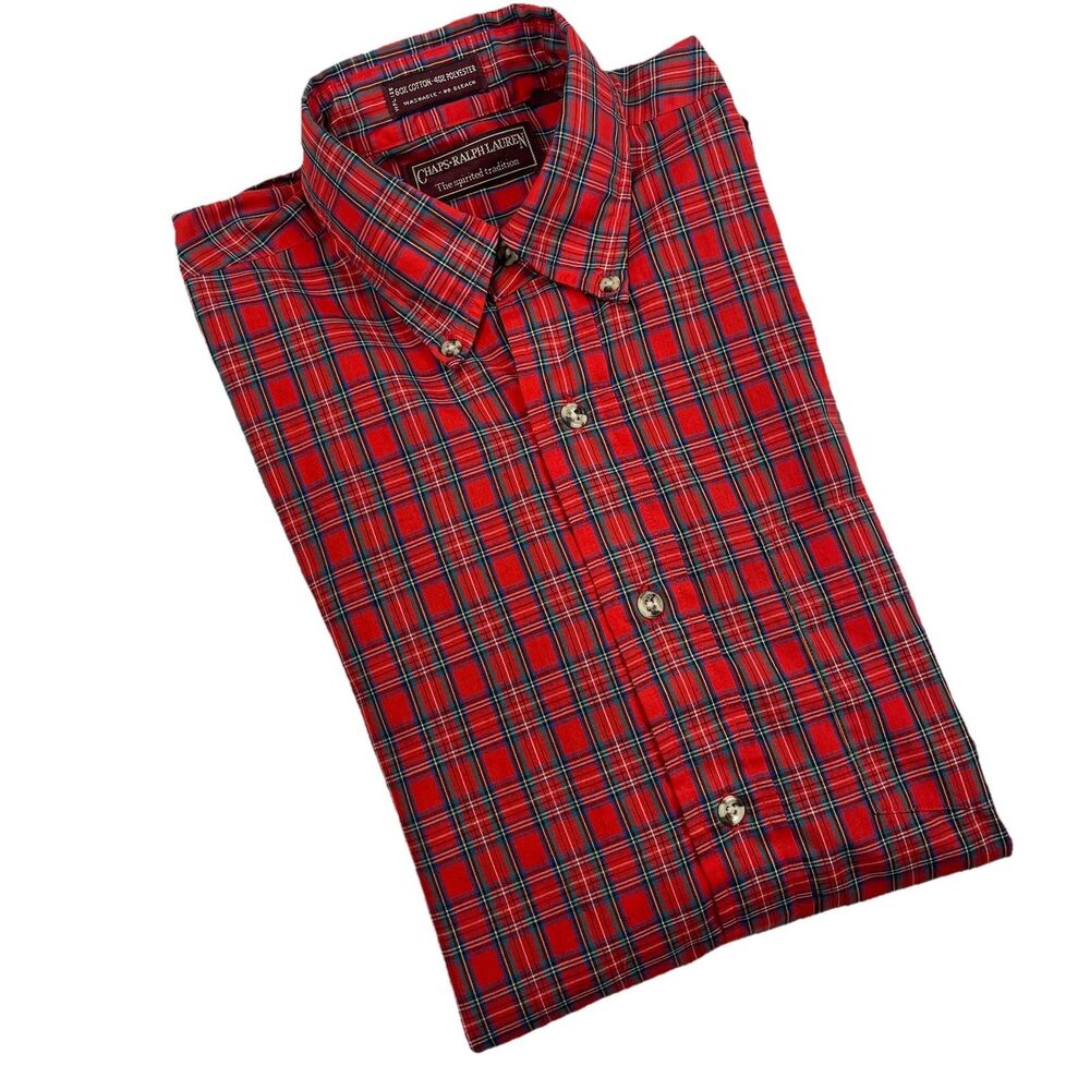 Vintage Chaps Ralph Lauren Long Sleeve Button Up Red Plaid Shirt-S